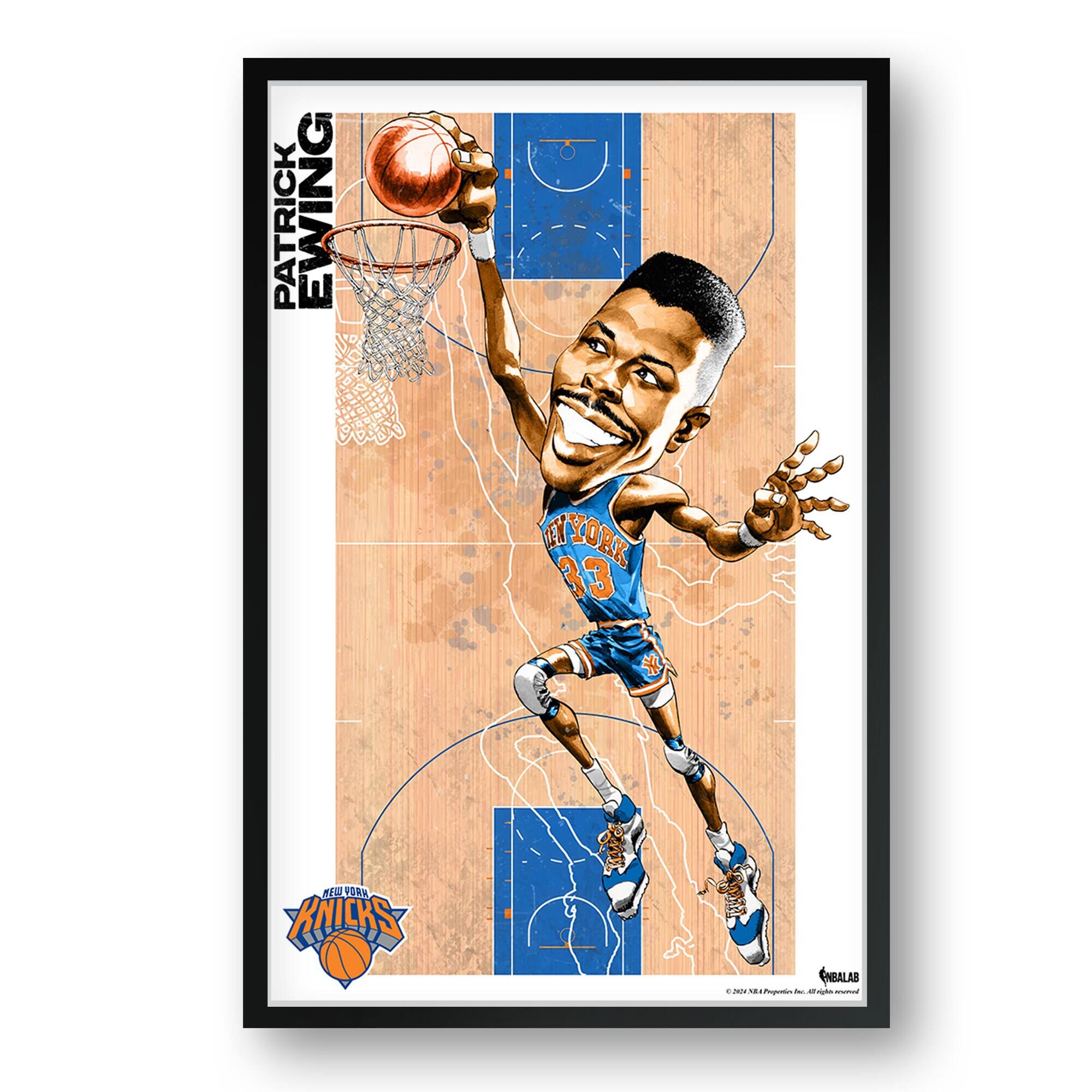 Patrick Ewing New York Knicks Framed 27" x 39" Player Caricature Art