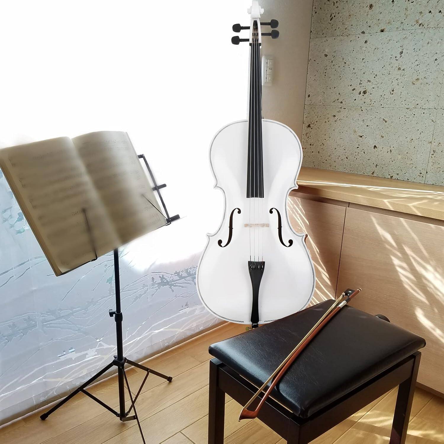 Back. Winado - Full-Size Cello, Beginner Cello 4/4, Acoustic Cello Set with Portable Bag, Bow, Rosin, Bridge, Adults & Kids String.