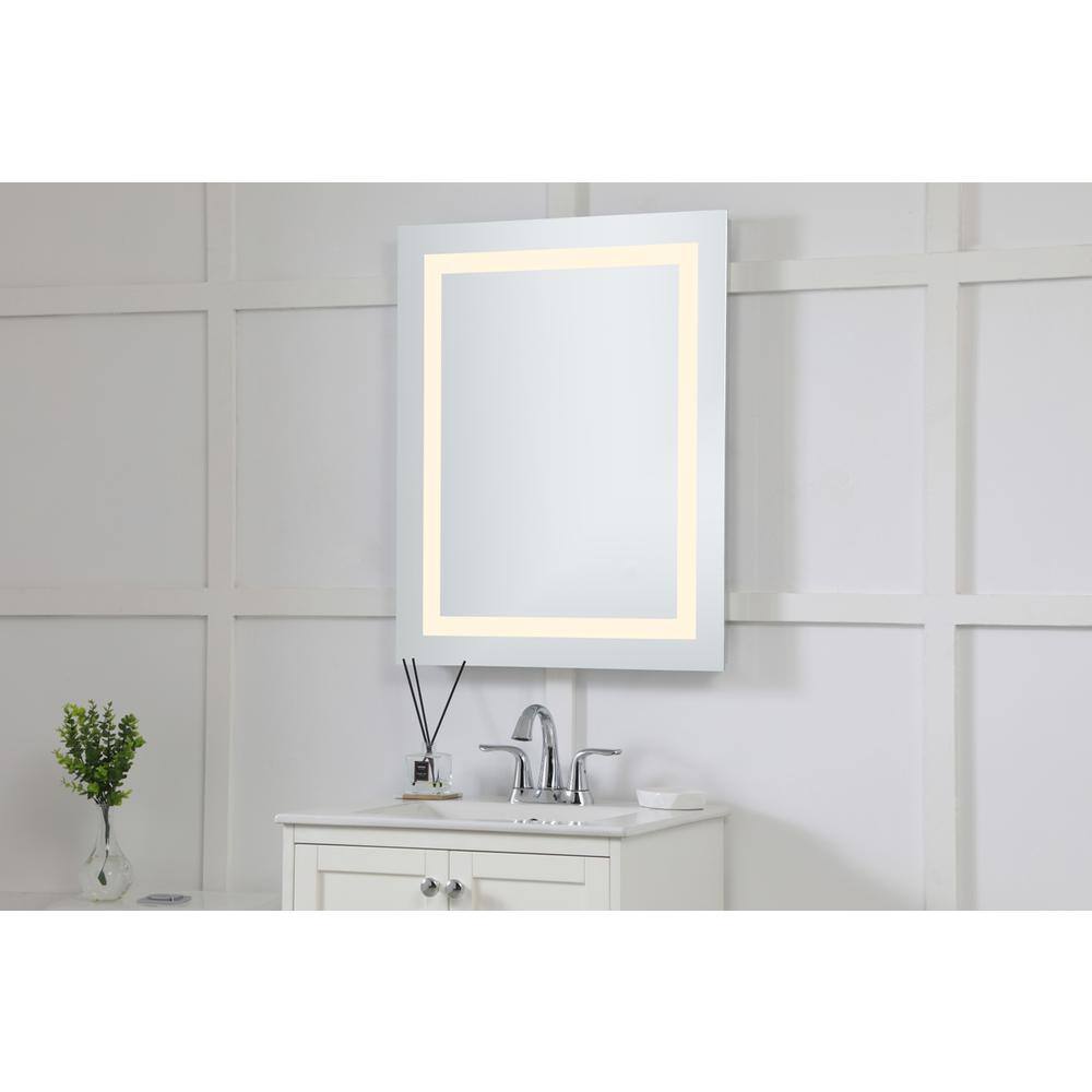 Back. Elegant Decor - LED Hardwired Mirror Rectangle W24H30 Dimmable 3000K - Glossy White.