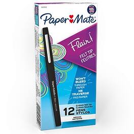 Paper Mate - Flair Felt Pens, Medium Point, 0.7mm, Ink, Dozen - Black