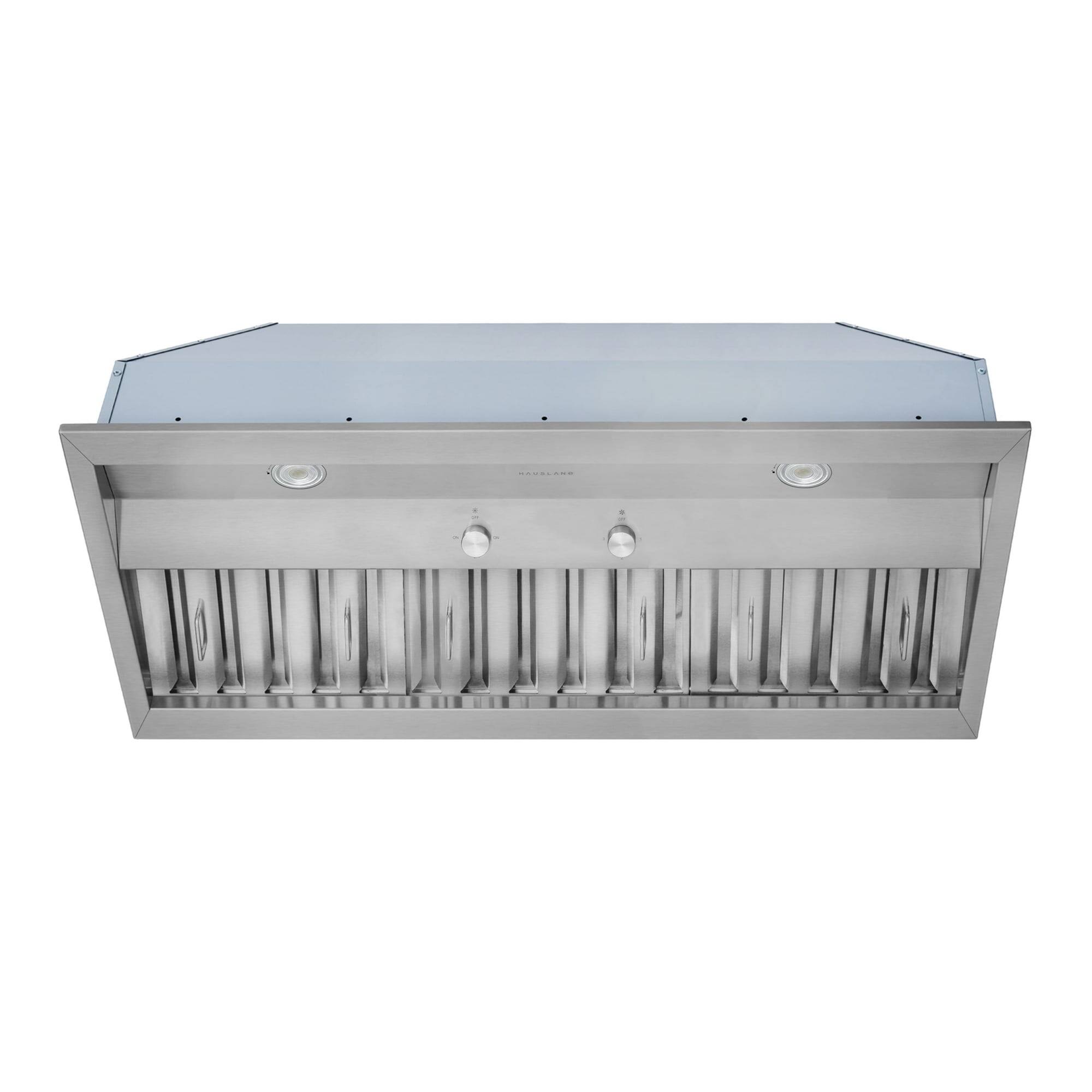 Front. Hauslane - Hauslane Pro-Style 42" IN-R200 Built-In Convertible Range Hood, 18.5” Deep (OFFICIAL) - Silver.