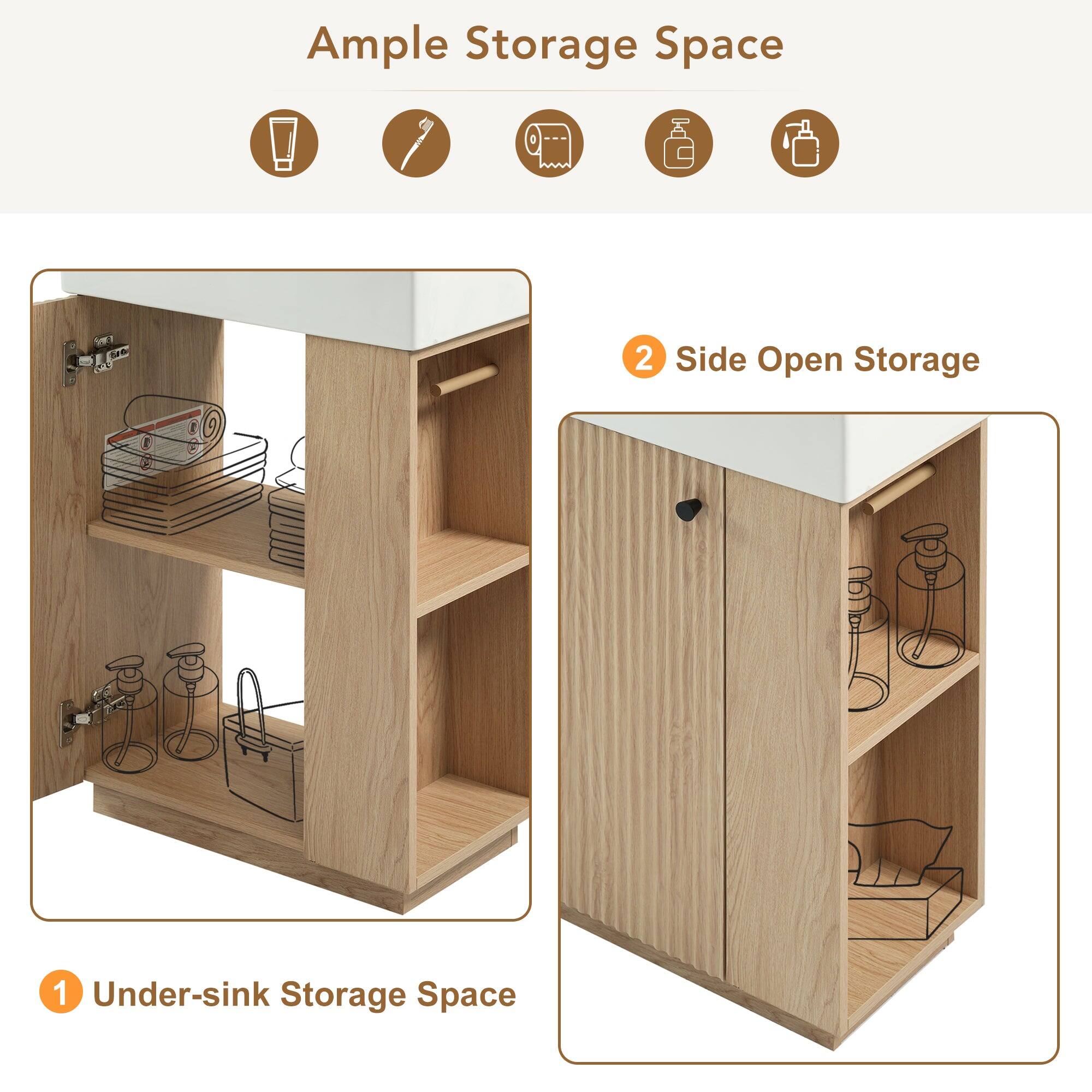 Ample Storage Space

1. Under-sink Storage Space

2. Side Open Storage