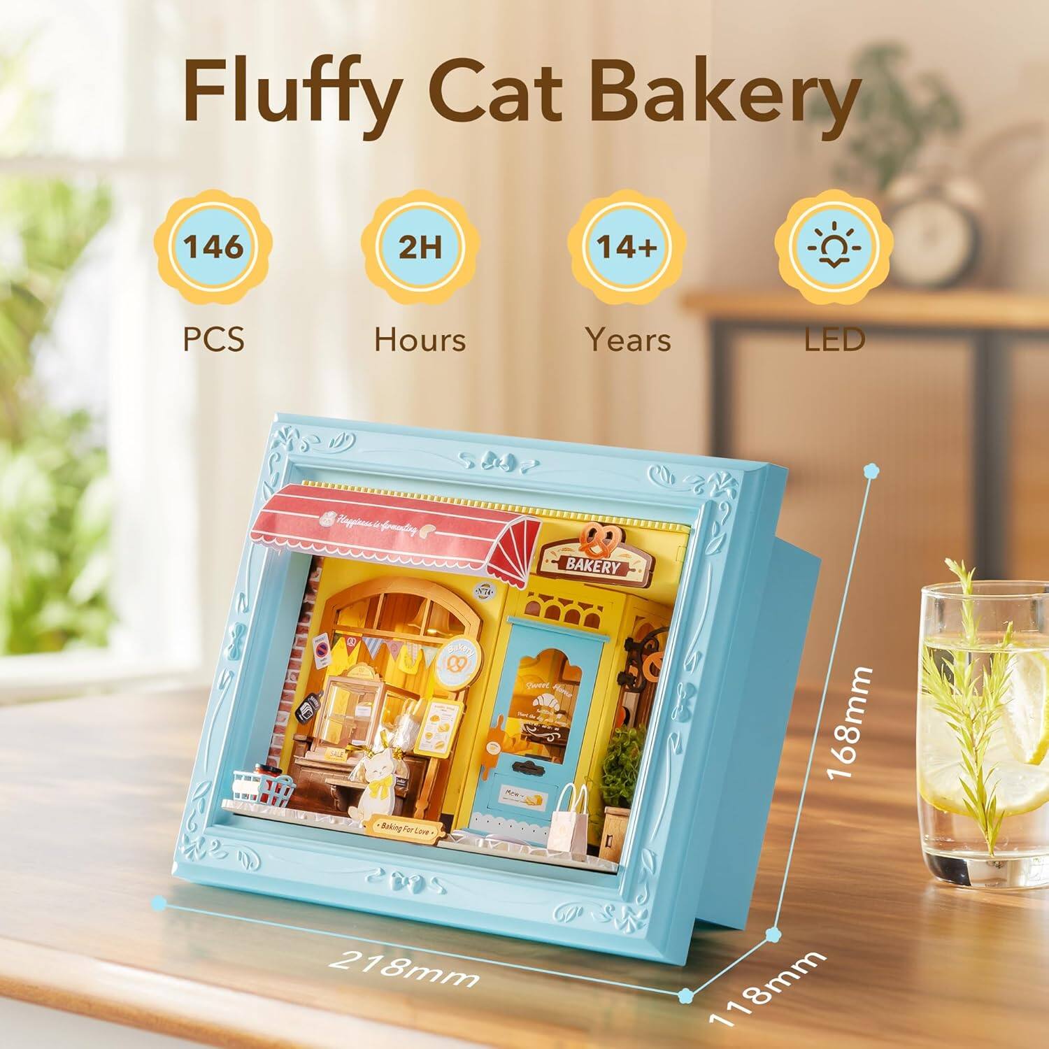 Fluffy Cat Bakery  
146 PCS  
2H Hours  
14+ Years  
LED  
BAKERY  
168mm  
218mm  
118mm