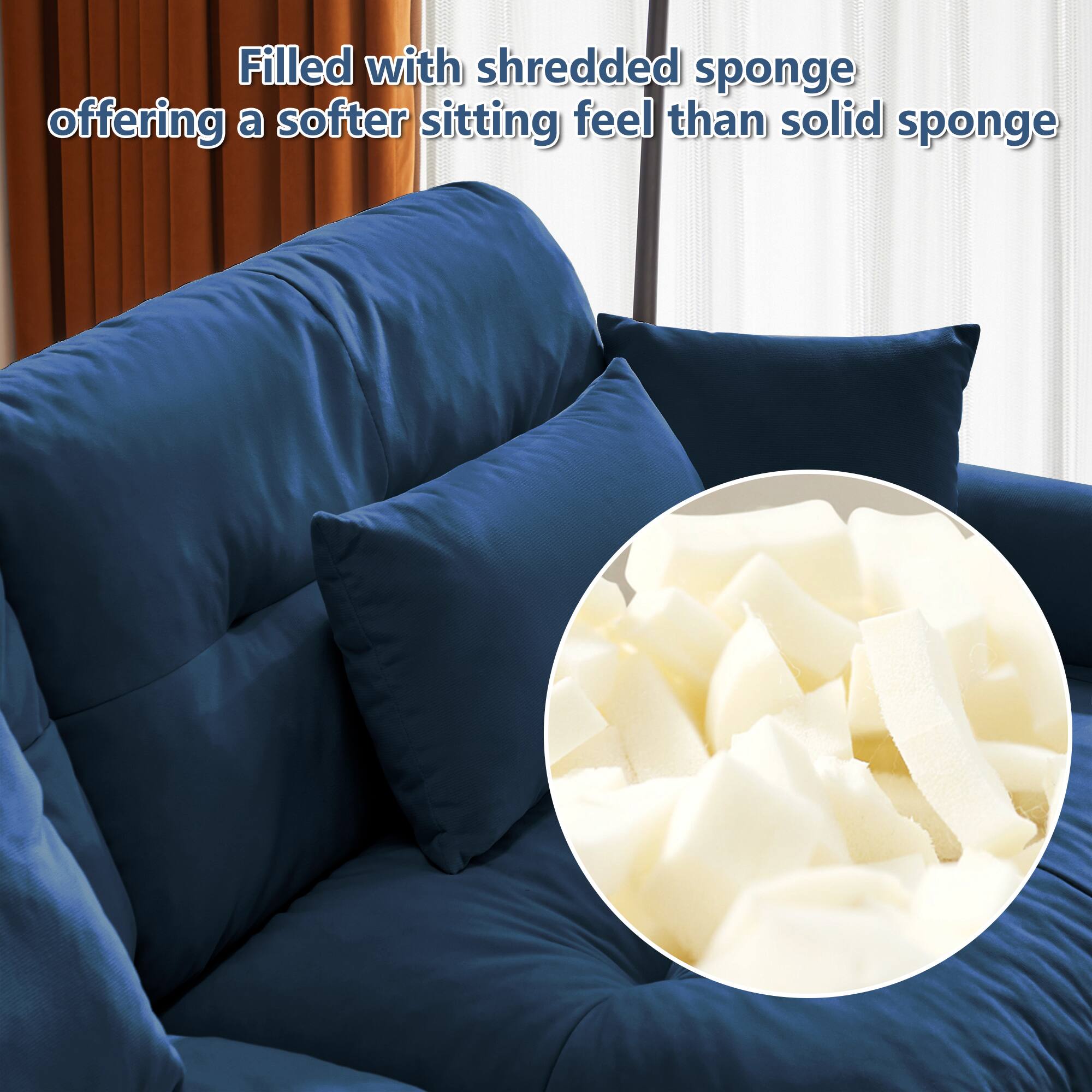 Filled with shredded sponge offering a softer sitting feel than solid sponge