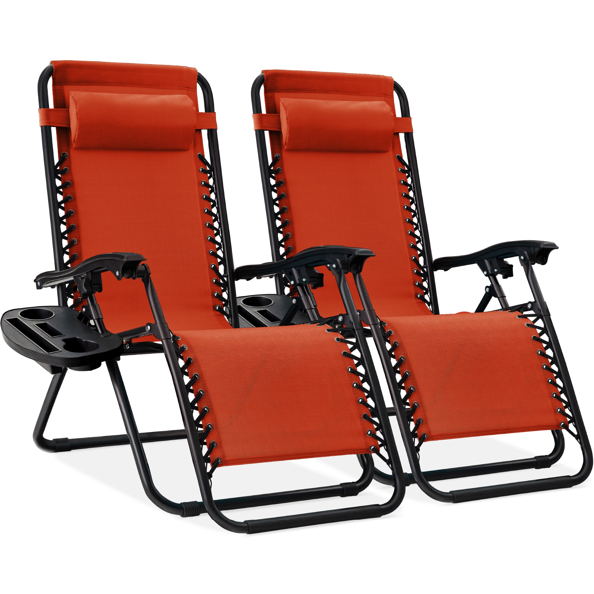 Front. Best Choice Products - Best Choice Products Set of 2 Zero Gravity Lounge Chair Recliners for Patio, Pool w/ Cup Holder Tray - Burnt Orange - Burnt Orange.