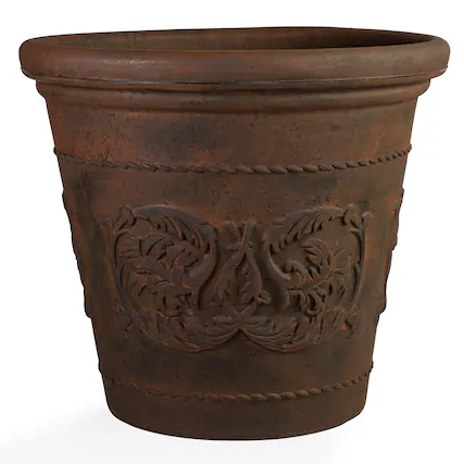 Front. Sunnydaze - 19.5 in Arabella Polyresin Outdoor Planter - Rust.