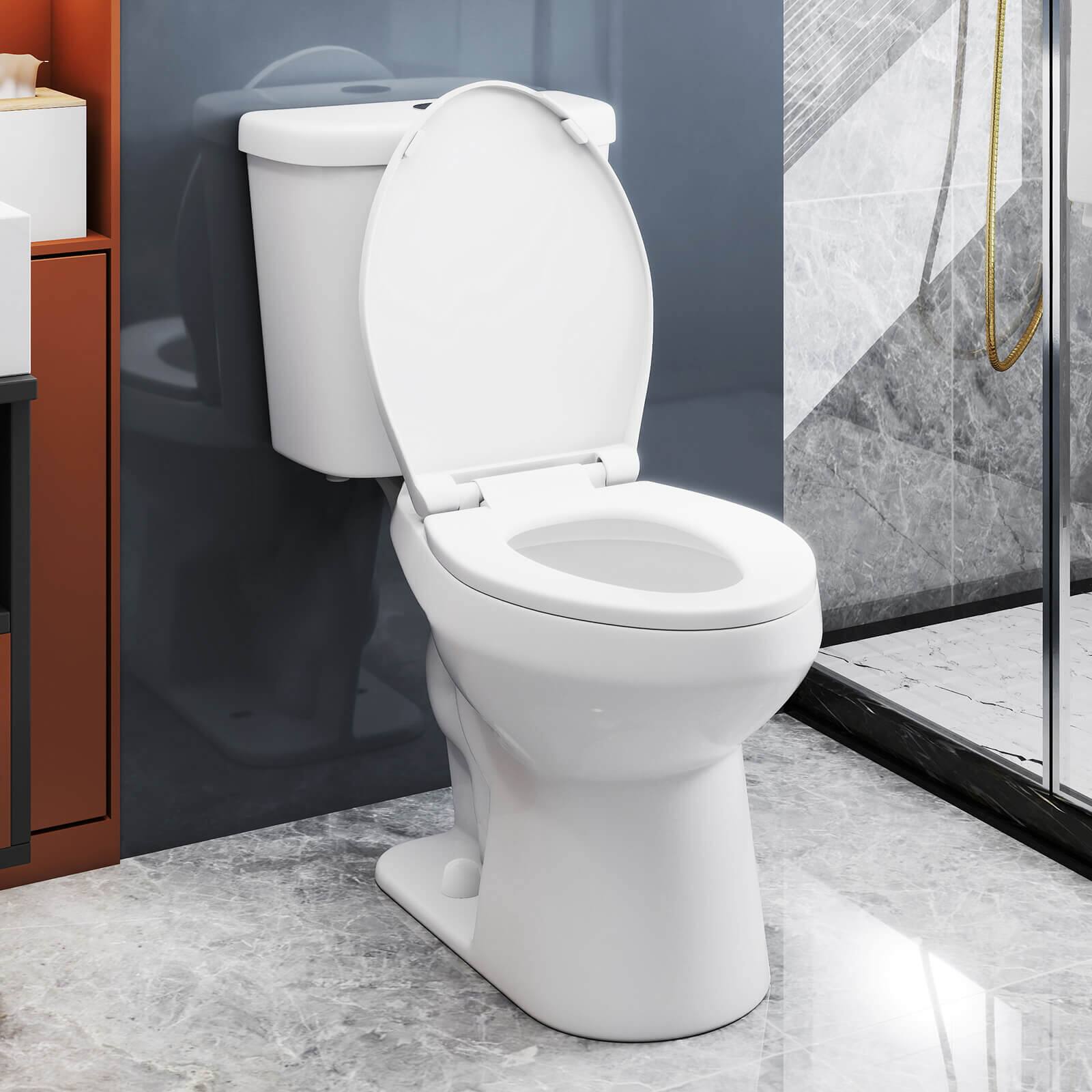 Alt View 3. Costway - Costway Two-Piece Elongated Toilet with 17.5" ADA Comfort Chair Height Seat MAP 1000g - White.