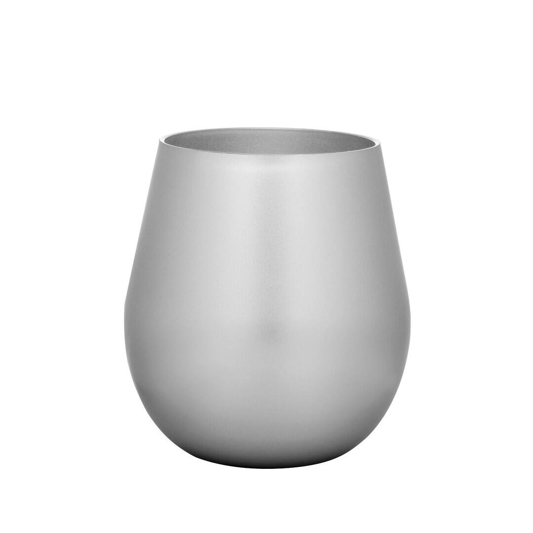 Front. APRILSOUL - Metallic Silver Plastic Wine Glasses Set of 4 BPA Free Acrylic Unbreakable Red White Wine Glasses - white.