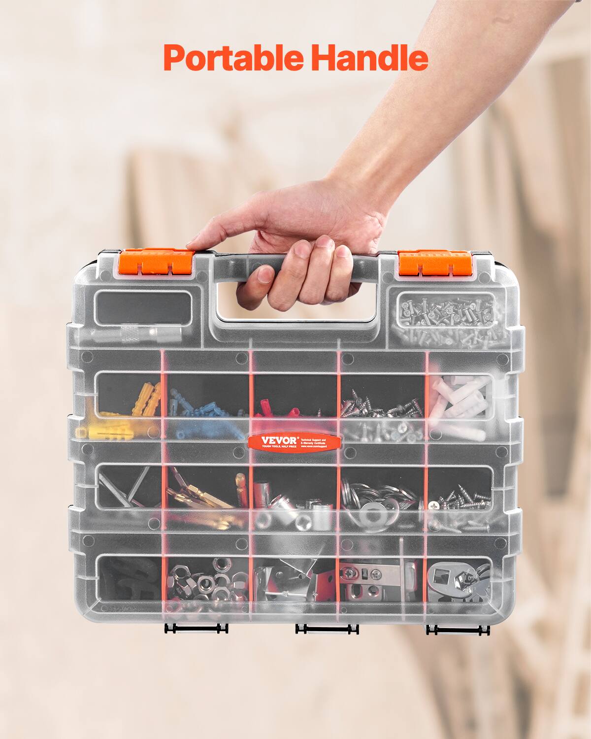 VEVOR Small Parts Organizer, 34 Compartment Double Side Tools