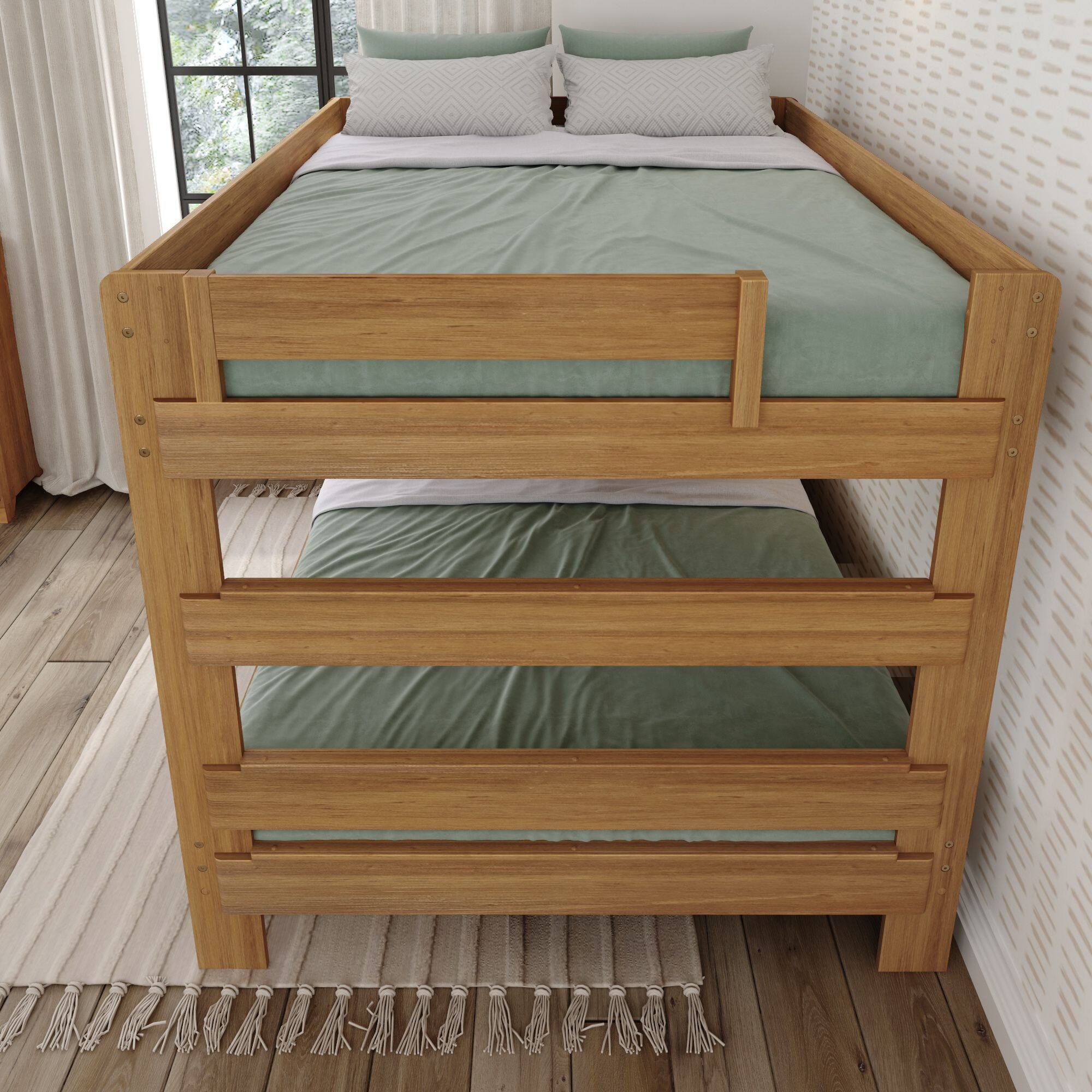 Alt View 3. Plank+Beam - Farmhouse Queen over Queen Bunk Bed Bed, Matte Pecan - Pecan Dip.