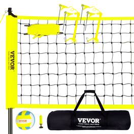 VEVOR - Outdoor Portable Volleyball Net System, Adjustable Height Steel Poles, Professional Volleyball Set - Yellow