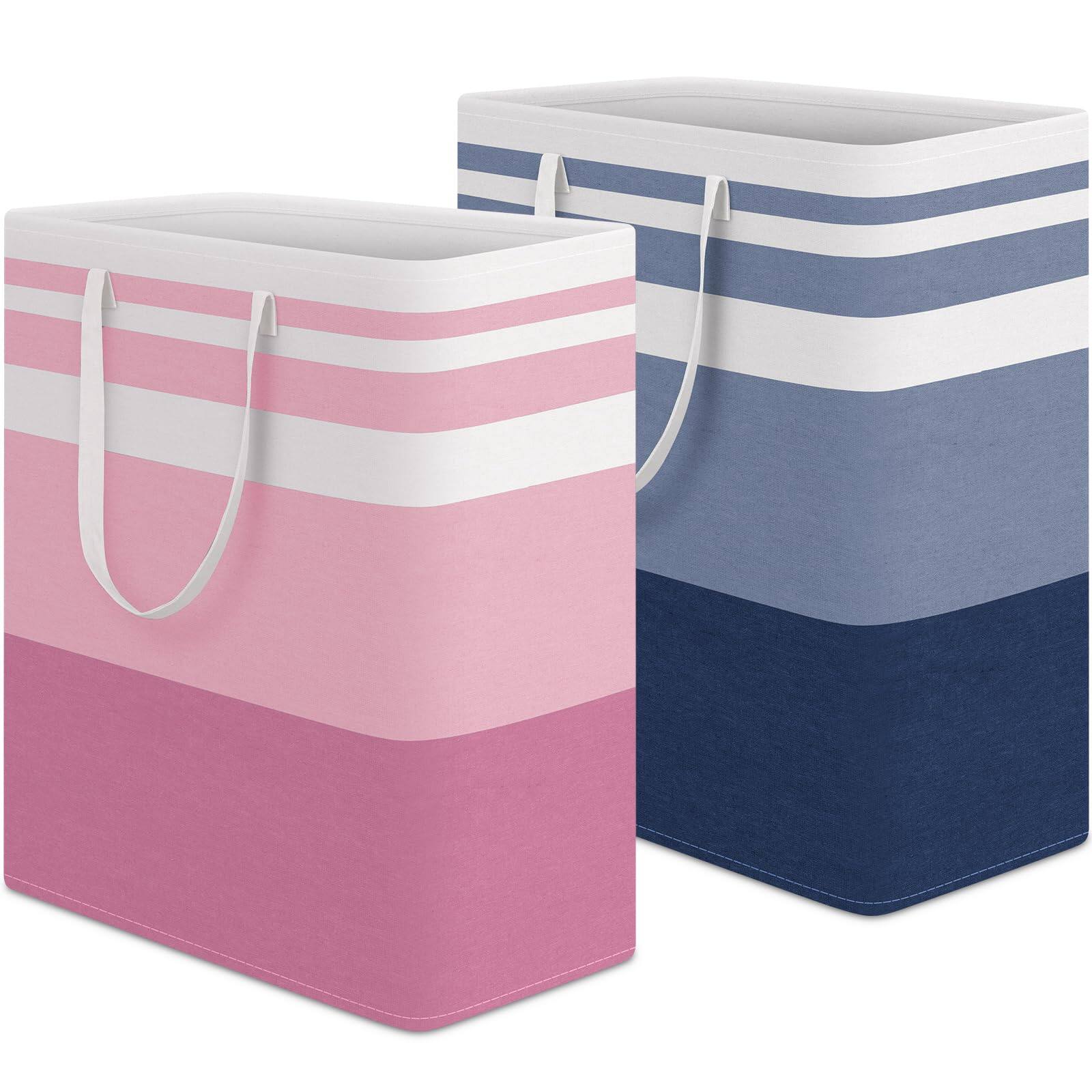 Front. Dapper Styles - Laundry Baskets Waterproof Freestanding Hampers Collapsible Clothes Hamper With Reinforced Handles In Room ... - Blue+Pink-125L.
