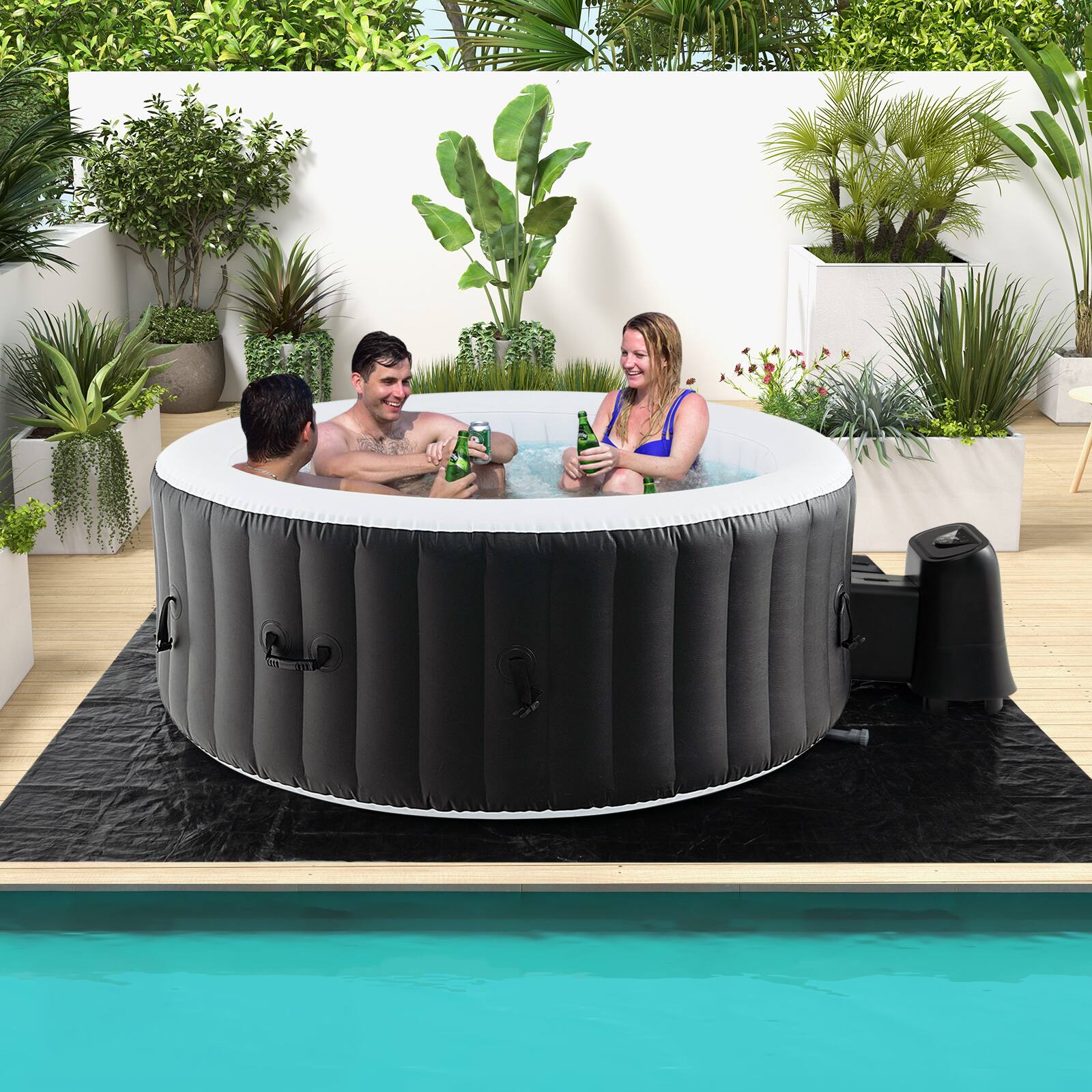 Alt View 1. HONGGE - Inflatable Hot Tub Spa with Bubble Jets and Heating System.