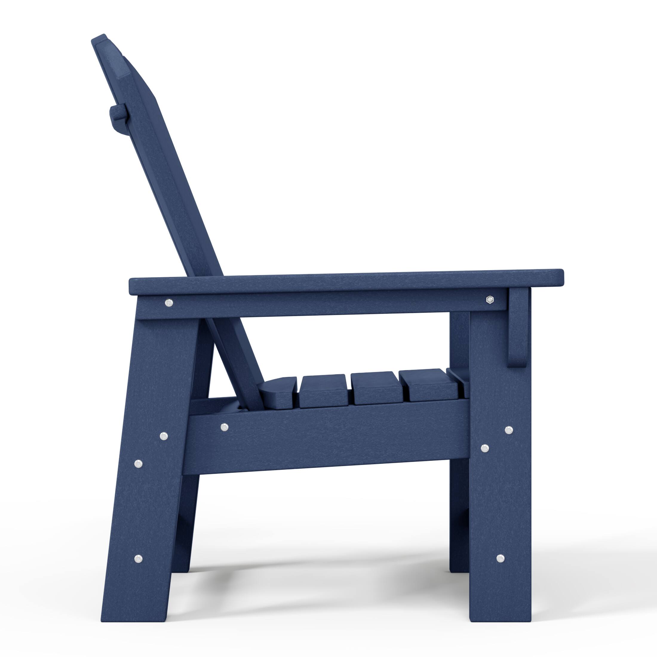 Back. WestinTrends - WestinTrends Malibu Kids Outdoor Adirondack Plastic Patio Chair (Set of 2) - Navy Blue.