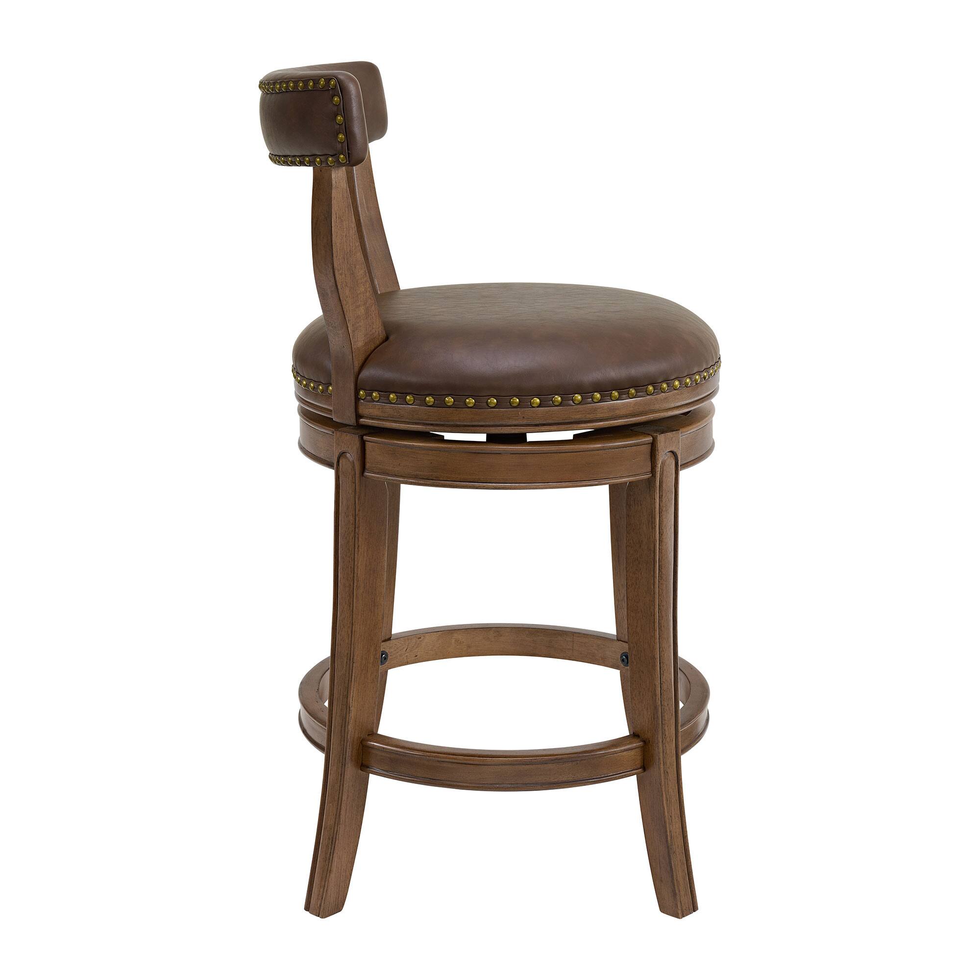 Alt View 10. ROME + OAK - ROME + OAK Ruxban 26" Swivel Counter Stool, Walnut, Saddle Brown Vegan Leather - Walnut/Saddle Brown.