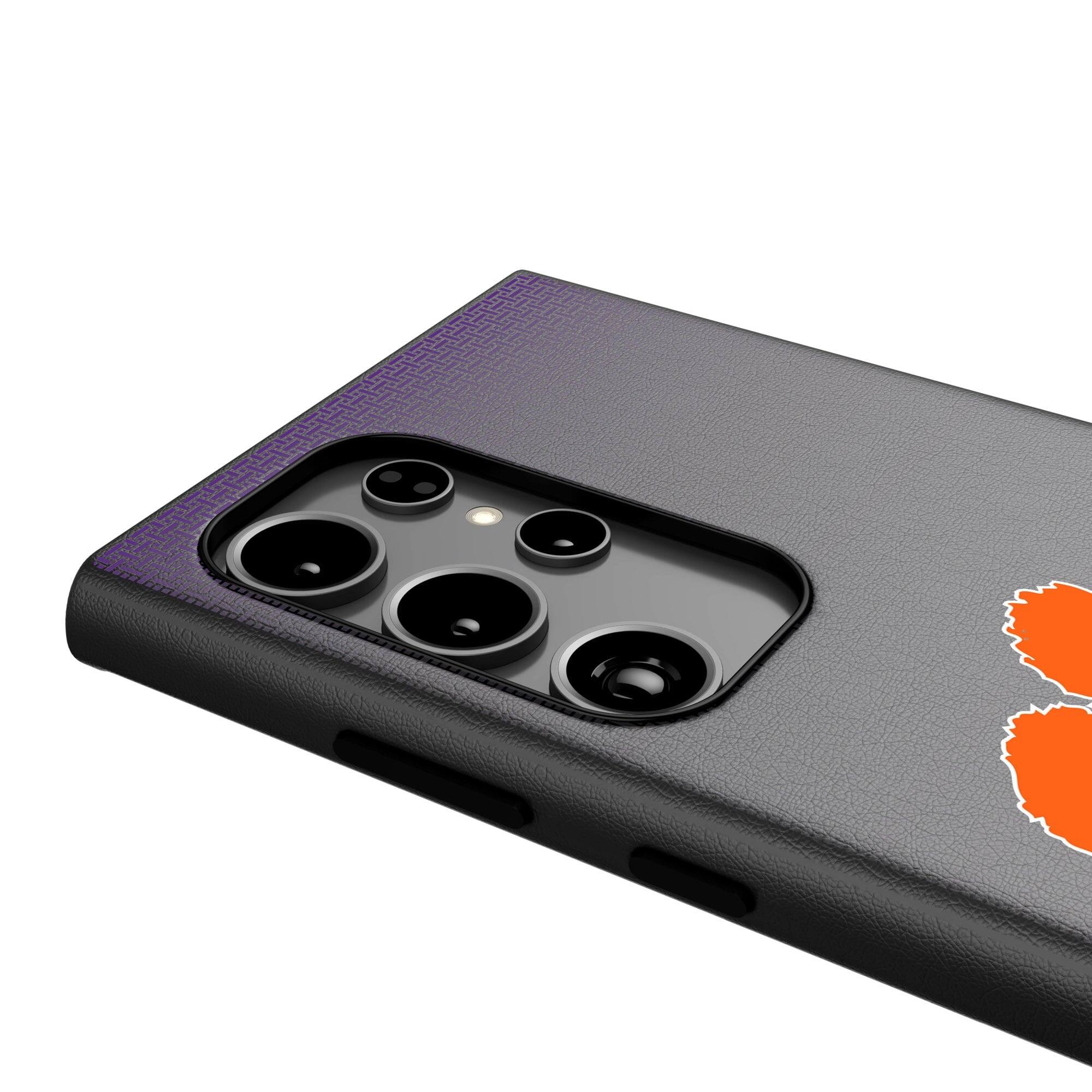 Alt View 3. Keyscaper - Clemson Tigers Linen Galaxy Magnetic Bump Case - S24 Ultra - Black.