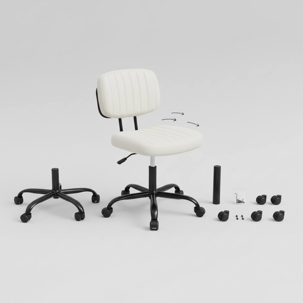 Alt View 1. AOITUN - Small Office Desk Chair Armless PU for Daily Comfort with 2 Inch Memory Foam Mattress Topper Twin XL Dorm Use - Black.