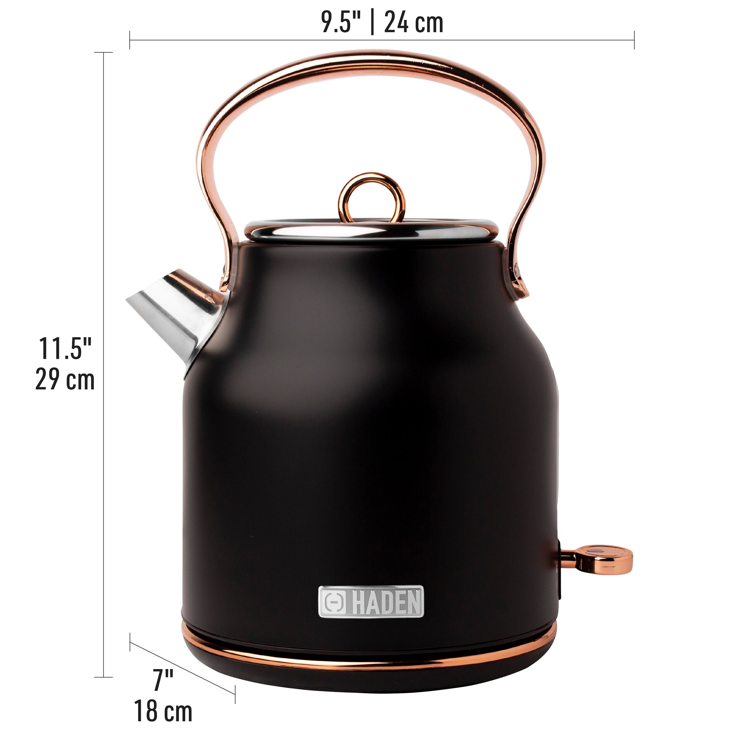 Alt View 17. Haden - Heritage  1.7 Liter Electric Kettle Stainless Steel with Auto Shut -Off - Black/Copper.