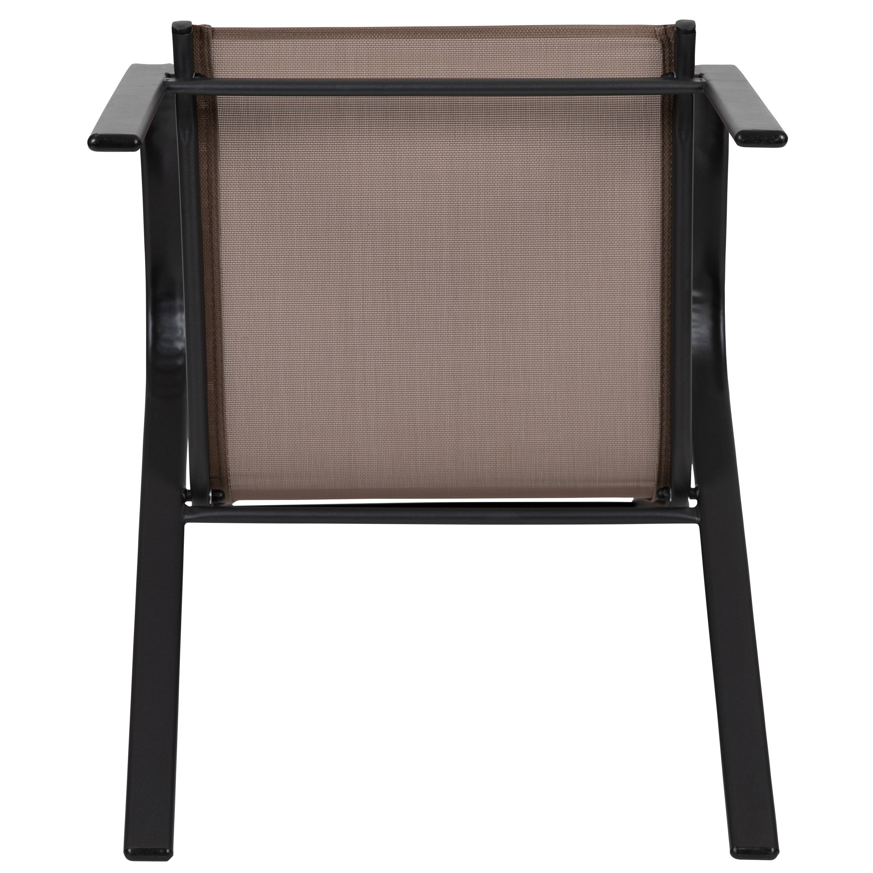 Alt View 10. Emma + Oliver - 5 Pack. Outdoor Stack Chair with Flex Comfort Material and Metal Frame - Brown.
