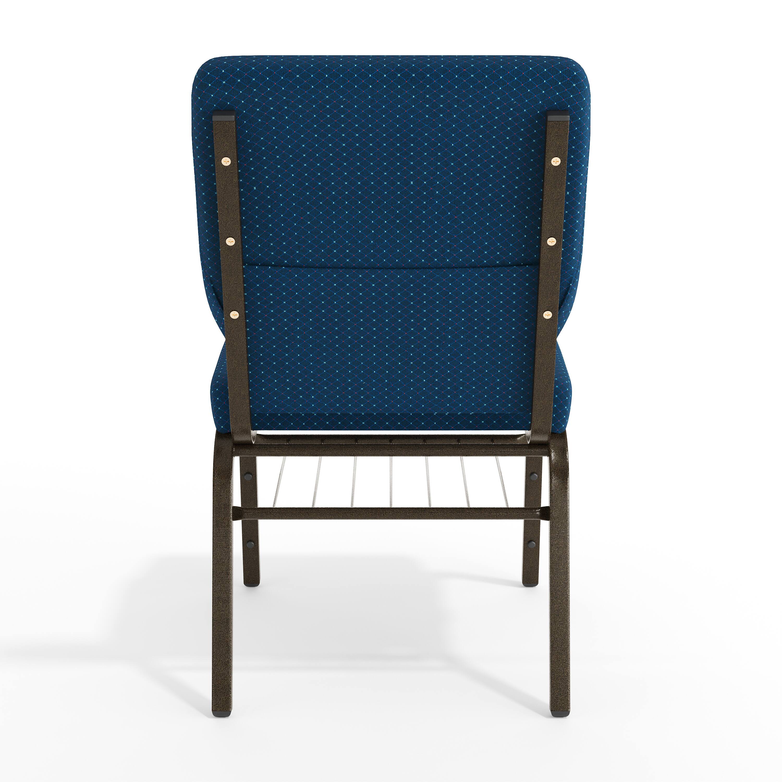 Alt View 7. Emma + Oliver - 18.5"W Church/Reception Guest Chair with Book Rack - Navy Blue Patterned Fabric/Gold Vein Frame.