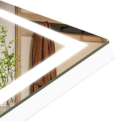 Earthley Blooms - Full Length Mirror With Lights 56" X 16" Led Lighted Floor Standing Tempered Glass Square [Upgraded Glass]: - White-71"L x 28"W