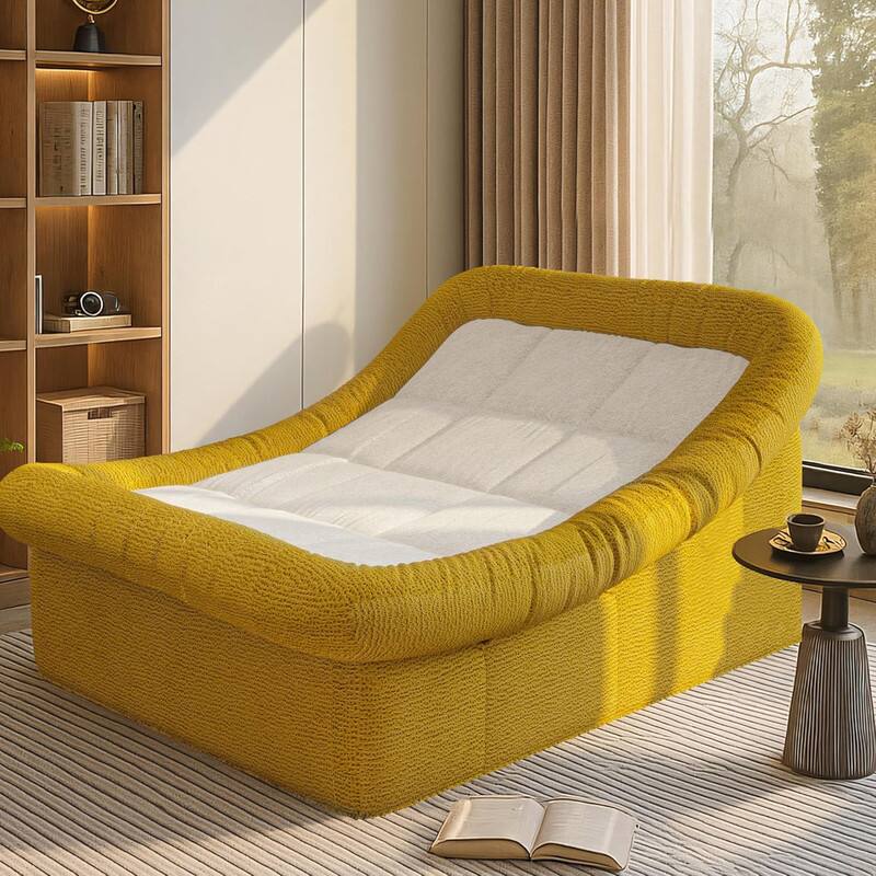 wowmax - 51" Oversized Chaise Lounge - Plush Curved Sofa Bed & Sleeper Couch for Living Room, Easy Setup - Yellow