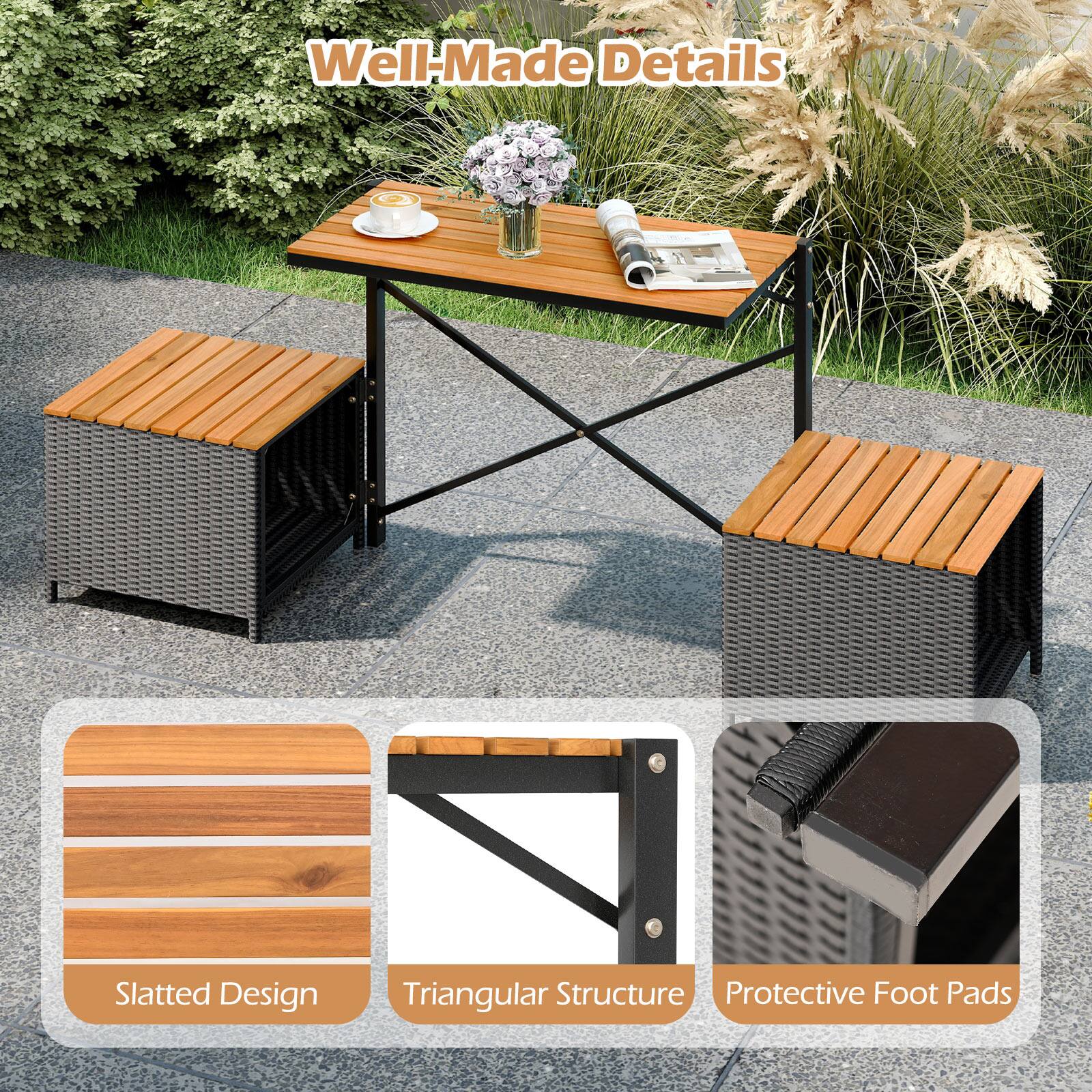 Well-Made Details

Slatted Design  
Triangular Structure  
Protective Foot Pads