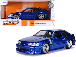 1989 Ford Mustang GT 5.0 Candy Blue with Silver Stripes "Bigtime Muscle" 1/24 Diecast Model Car by Jada