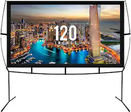 KHOMO GEAR - 120" Portable Projector Screen with Stand – Foldable Indoor/Outdoor Screen for Theater & Events