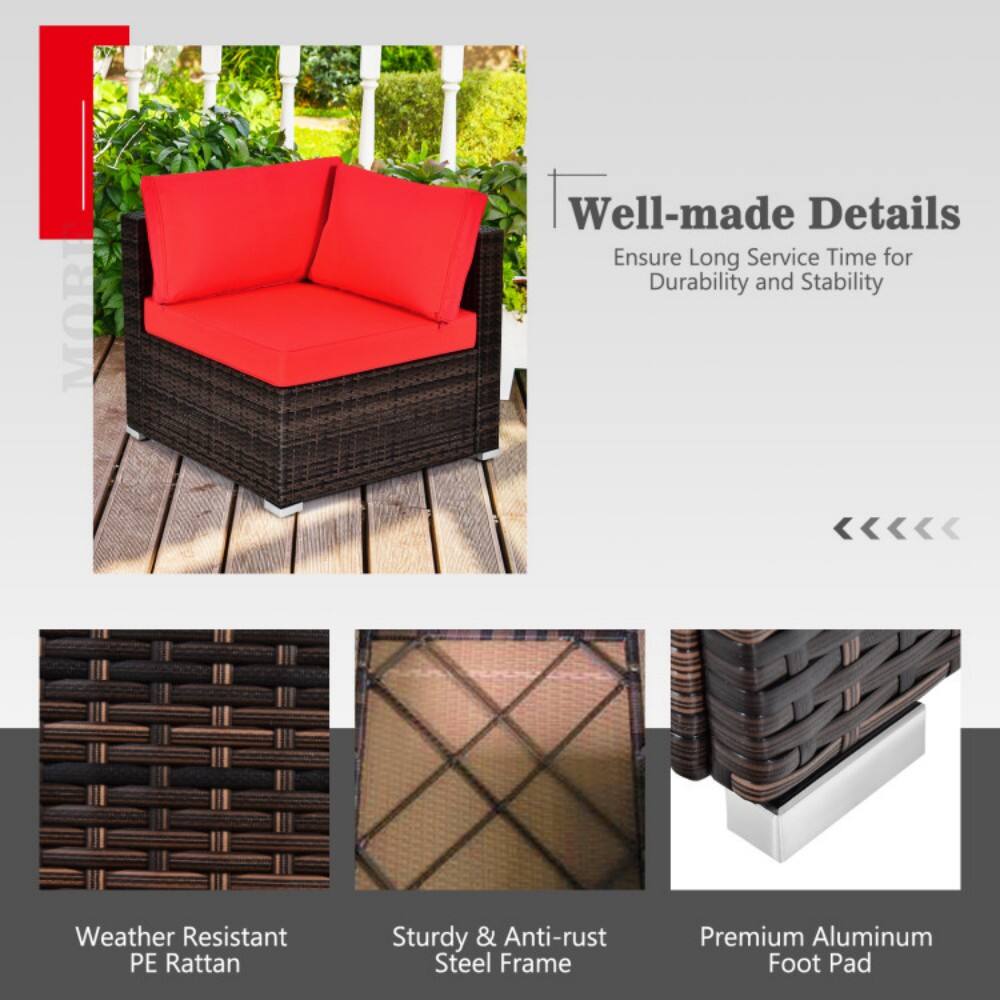 MORIA MOR

Well-made Details  
Ensure Long Service Time for Durability and Stability

- Weather Resistant PE Rattan
- Sturdy & Anti-rust Steel Frame
- Premium Aluminum Foot Pad