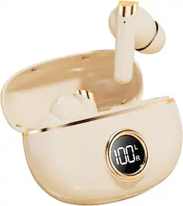 SKRAN - In-Ear Wireless Bluetooth Earbuds - Noise Cancelling , Battery Display, Clear Call, for Office, Commute - Off-white