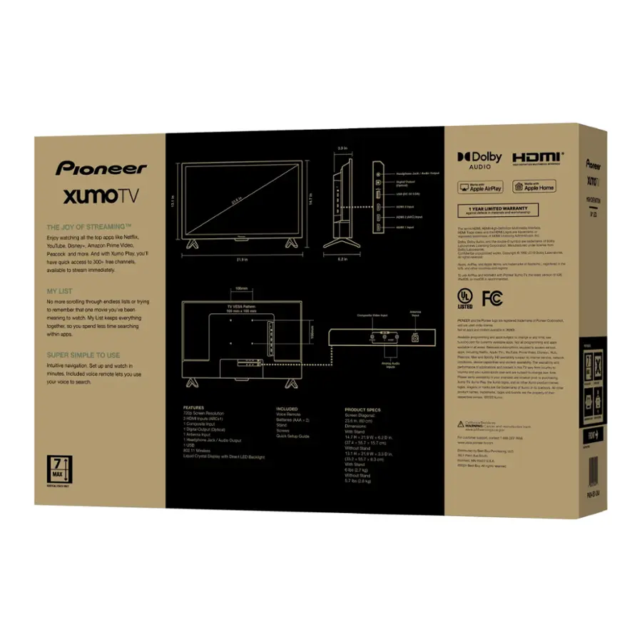 Alt View 2. Pioneer - 24” Class LED HD Xumo Smart TV - Black.