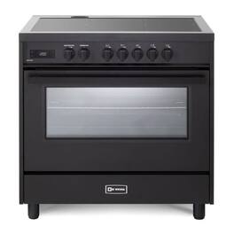 Verona - Ultima Midnight Series 36 in. Single Oven Induction Range with 5 Induction Elements - Matte Black