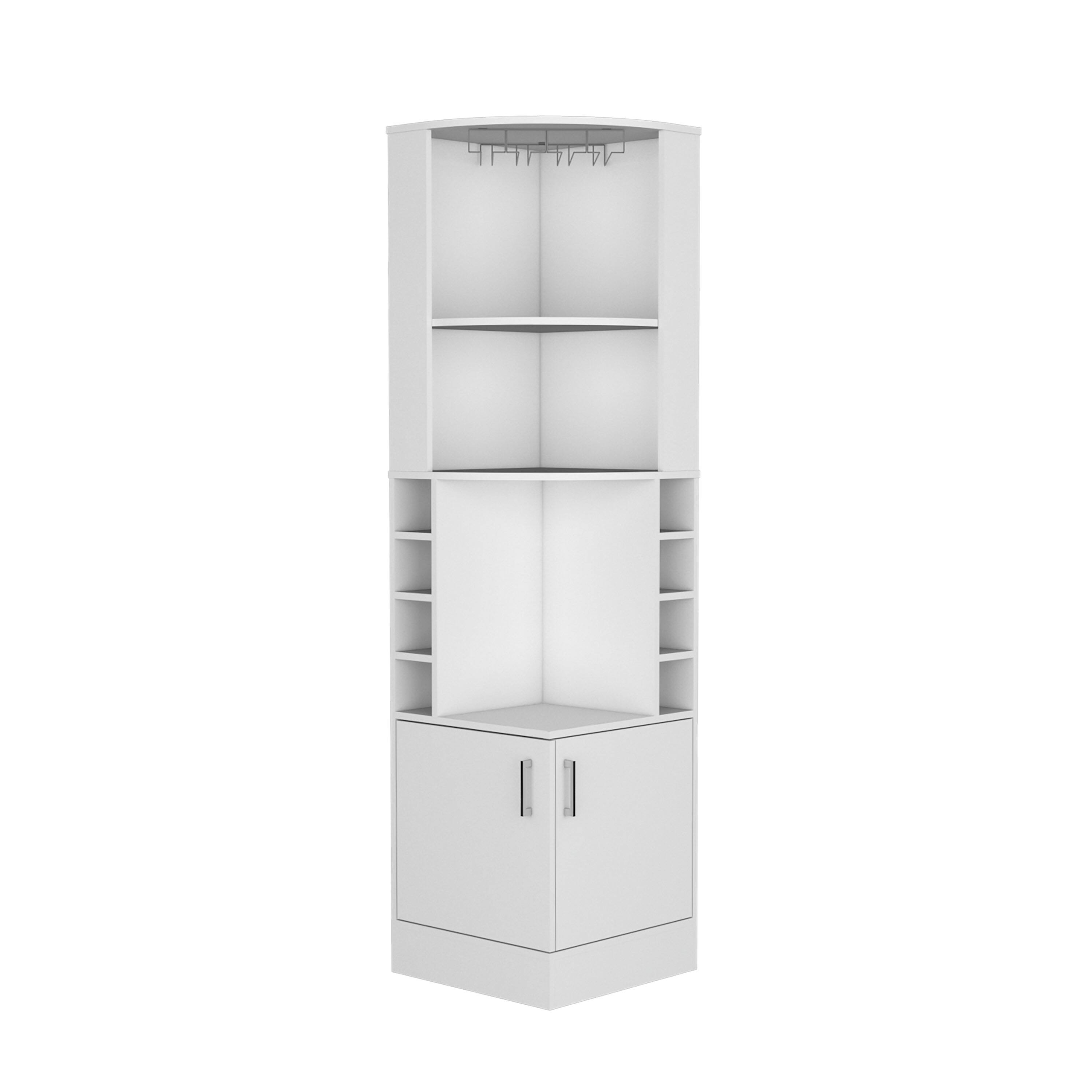 Alt View 4. TuHome - Kava Being Corner Bar Cabinet, Glass Rack, Double Door Cabinet, Eight Built-In Wine Rack, Bar Room - White.