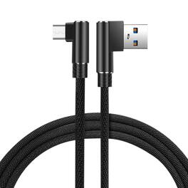 Reiko - 3.3Ft Nylon Braided Material Micro Usb 2.0 Data Cable In - Black