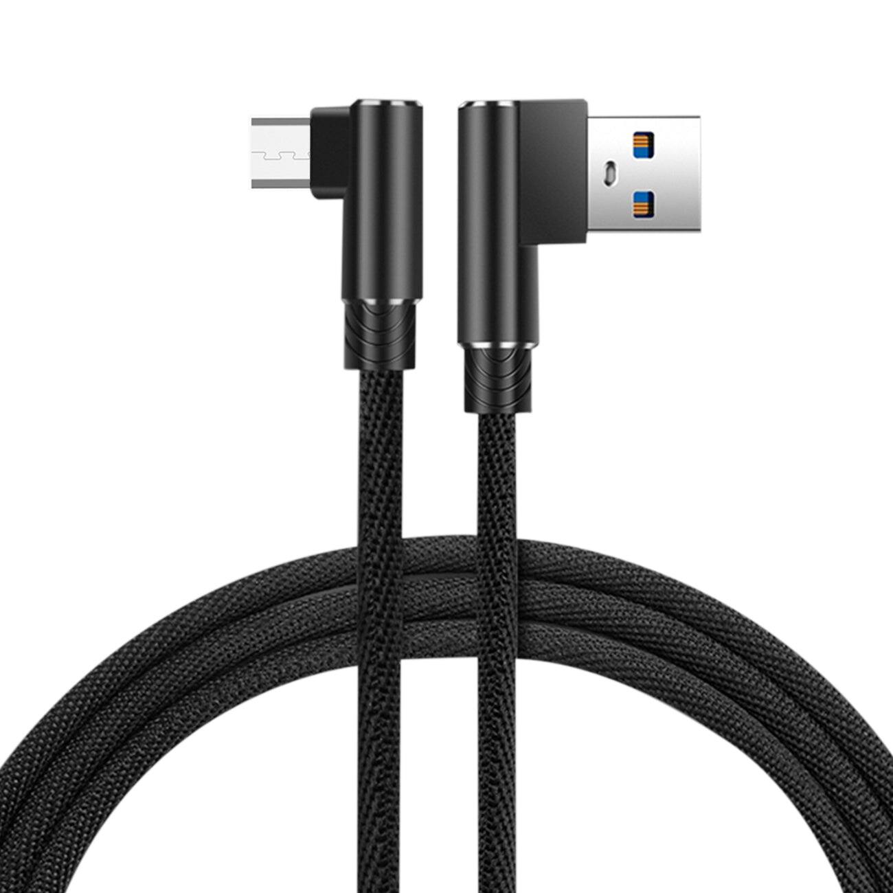 Front. Reiko - 3.3Ft Nylon Braided Material Micro Usb 2.0 Data Cable In Black - Black.