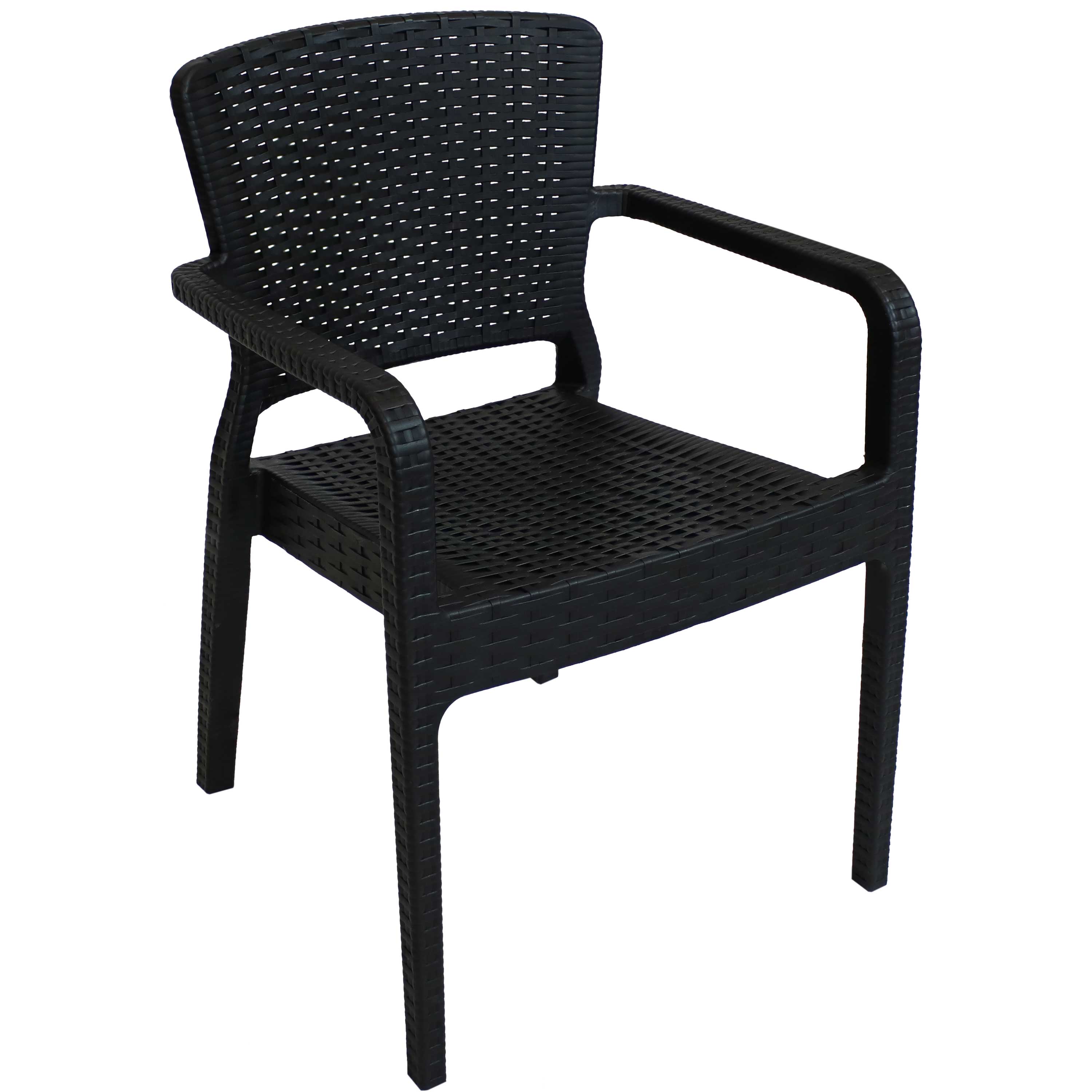 Alt View 9. Sunnydaze - Segonia Plastic Stackable Dining Armchair - Set of 2 - Black.