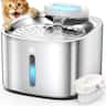 Oneisall - 3.5L 118oz Cordless Automatic Pet Water Fountain For Dog Cat Quiet with Motion Sensor BPA Free 3 Filters - Stainless Steel