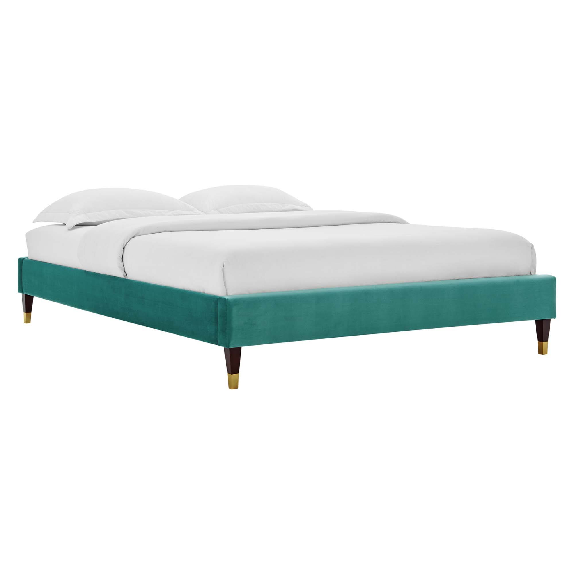 Modway - Harlow Performance Velvet Full Platform Bed Frame - Blue