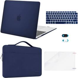 mosiso - 5IN1 Kit for MacBook Air 13 inch Case M1 A2337 A2179 A1932 2021-2018, Case&Bag&Keyboard Skin&Webcam Cover&Screen Film - Navy Blue
