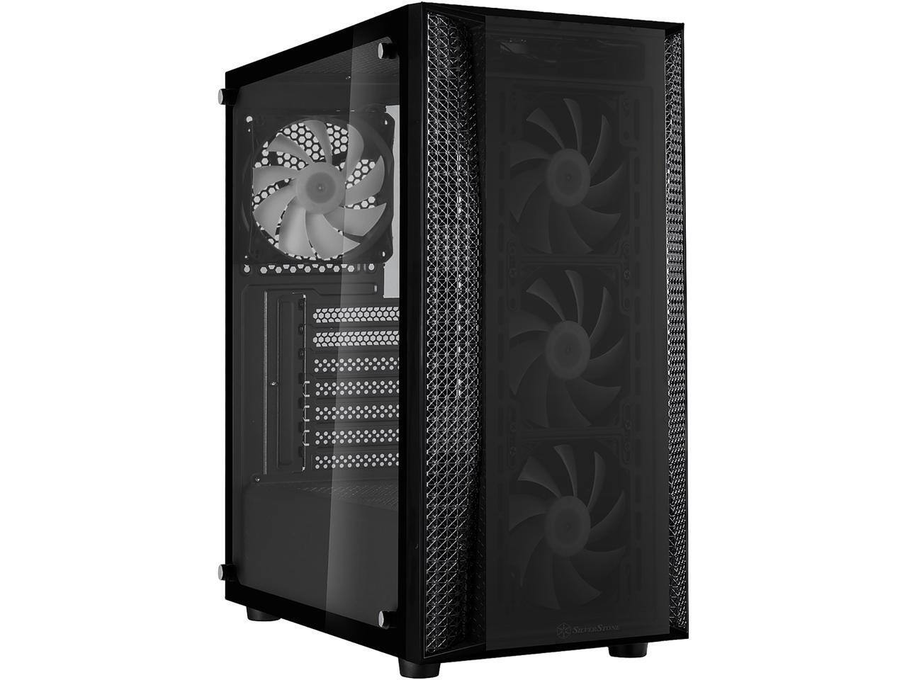 Front. SilverStone - silverstone fara b1 pro, argb lighting, tempered glass, mid tower atx chassis, sst-fab1b-pro - Silver.