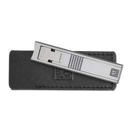 ZWILLING - Nail Clipper Compact (slightly curved cutting edge, travel friendly, leather case included), Premium - Silver
