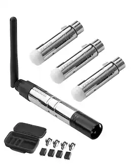 VEVOR - DMX Wireless Receiver, 3 Receivers & 1 Transmitter, 2.4G ISM Band, 656 ft Transmission Range, with Bag and Adapter - Silver