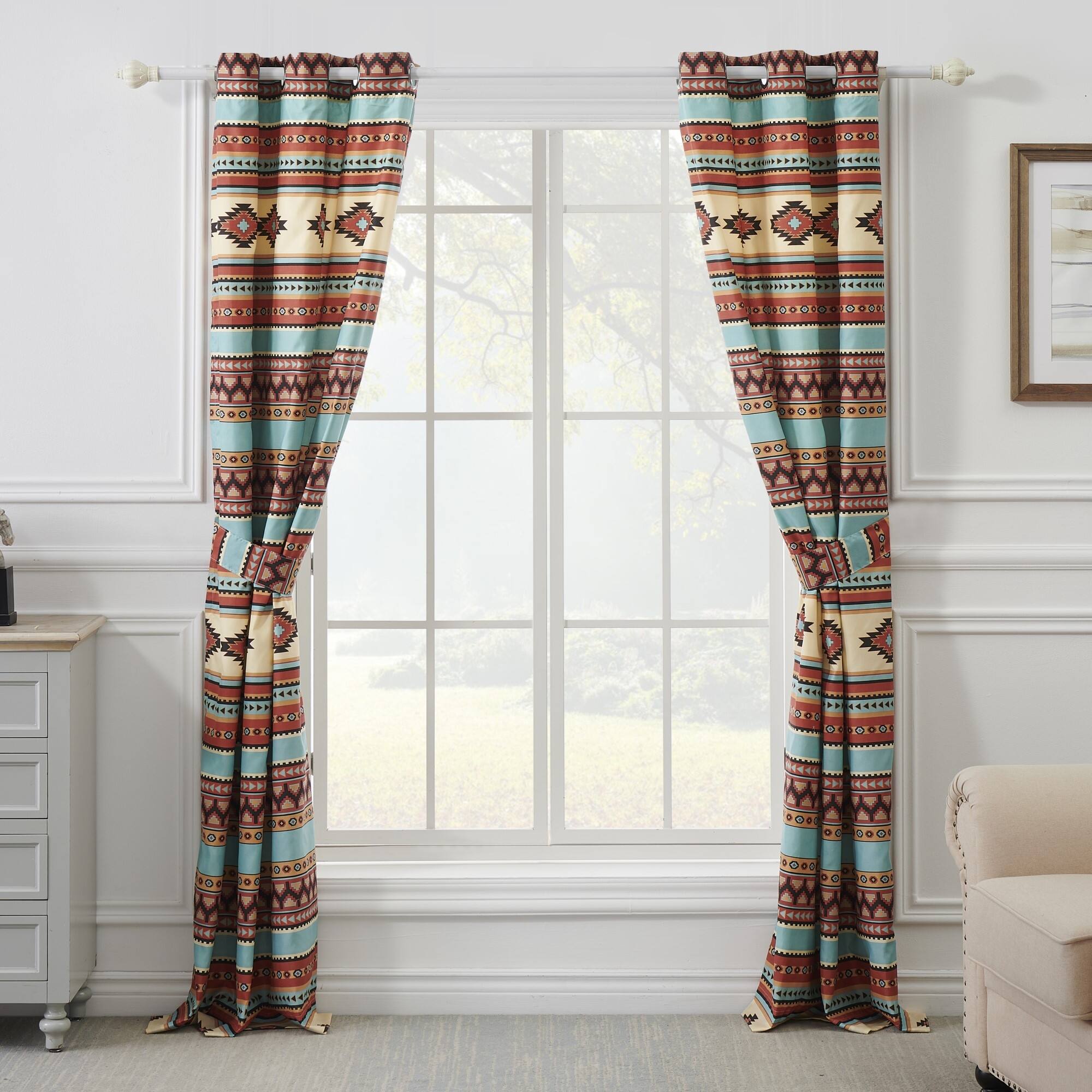 Angle. Greenland Home Fashions - Red Rock Grommeted Blackout Curtain Panels Pair 48" x 84" Clay by Greenland Home Fashion - Clay.