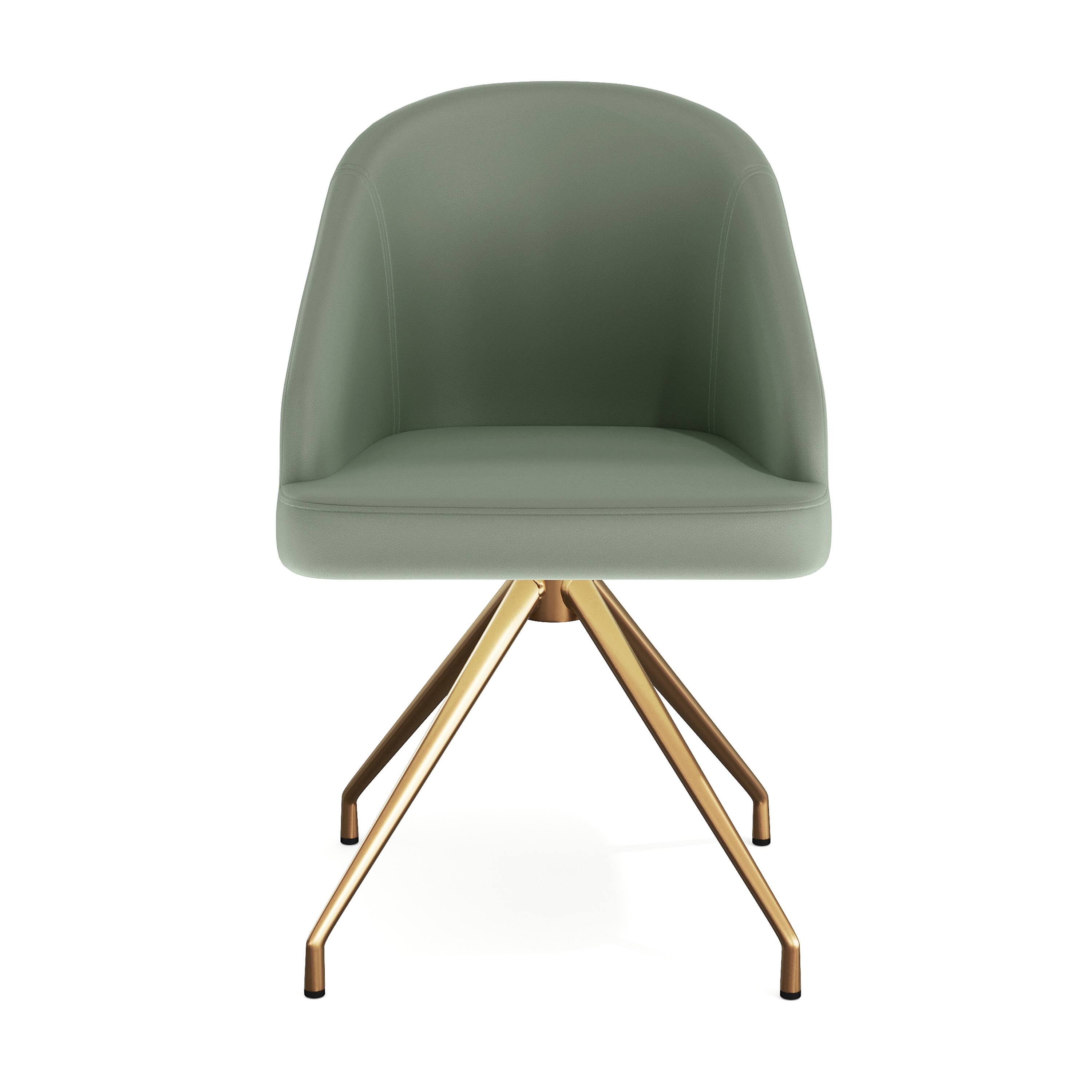 Alt View 10. Martha Stewart - Sora Upholstered Stationary Swivel Home Office Chair - Sage Faux Leather/Polished Brass Frame.