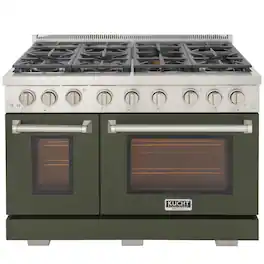 Kucht - 48 in. 6.7 cu. ft. Natural Gas Range Two Ovens - One Convection - in Olive Green with True Simmer Burners - Olive Green