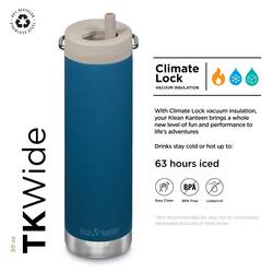 MAAIE 20 oz TKWide Climate Lock VACUUM With Climate Lock vacuum insulation, your Klean Kanteen brings a whole new level of fun and performance to life's adventures. Drinks stay cold or hot up to 63 hours iced. BPA or phthalate-free.
