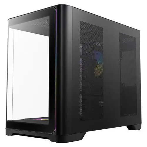Back. Antec - C5 Curve ARGB, 4 x 120mm ARGB PWM Fans Included, Curved Tempered Glass Front & Side Panels, Mid-Tower ATX PC Case - Black.