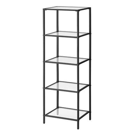 Front. SlickBlue - 4-Tier Glass Shelf Bookcase with Durable Metal Frame for Display and Storage - Black.