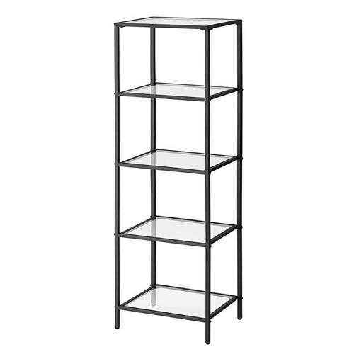 Front. SlickBlue - 4-Tier Glass Shelf Bookcase with Durable Metal Frame for Display and Storage - Black.